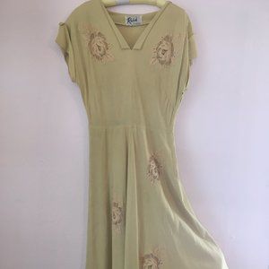 Vintage 1950s Mustard Yellow Dress